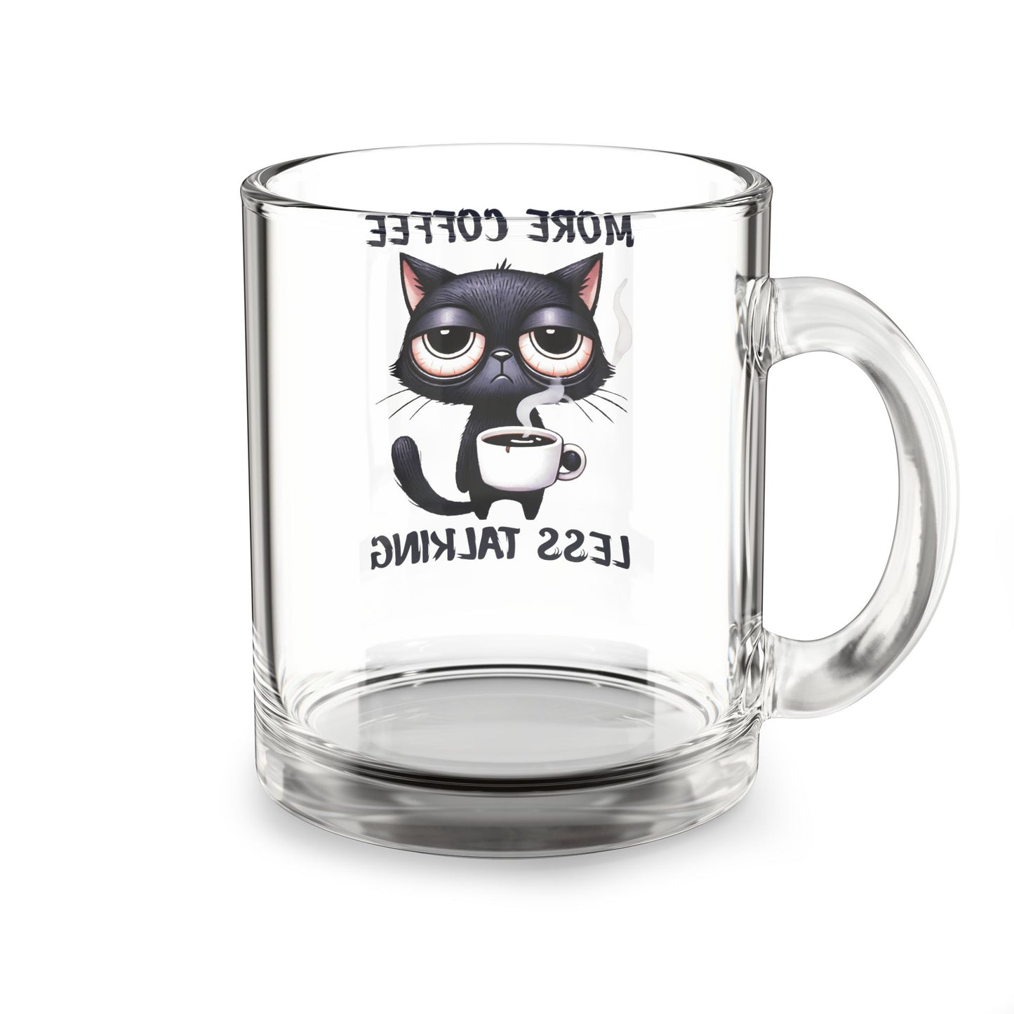 Funny Cat Glass Mug - 10oz, Perfect for Coffee Lovers