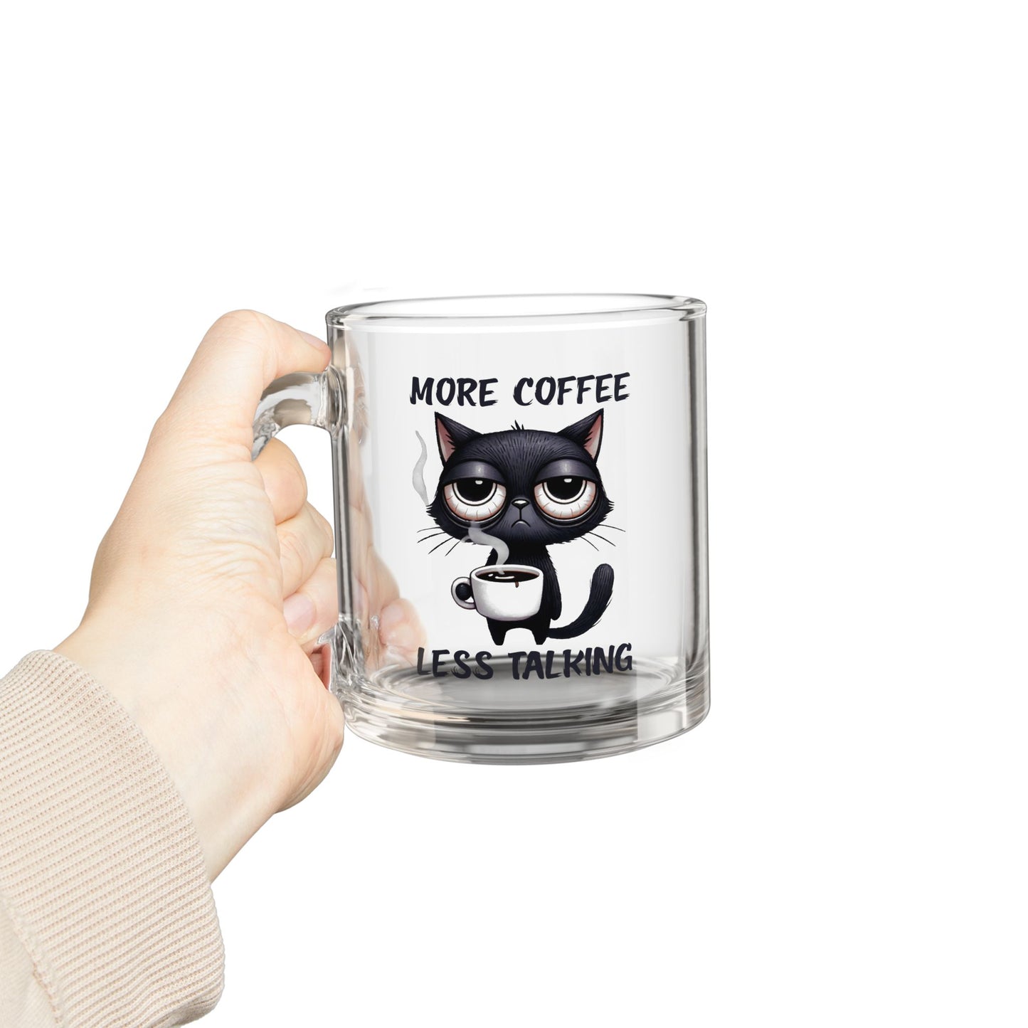 Funny Cat Glass Mug - 10oz, Perfect for Coffee Lovers