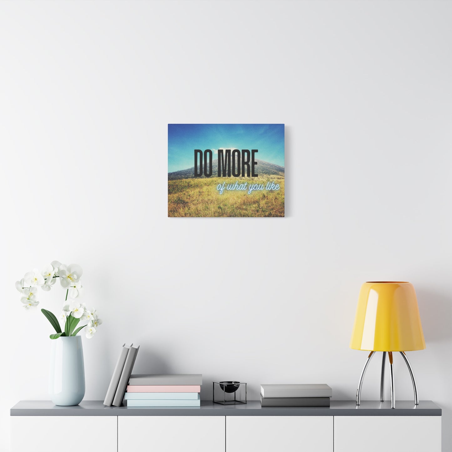 Inspirational Wall Art – Mountain Canvas Print with Quote 'Do More of What You Like' – Nature Decor for Home or Office