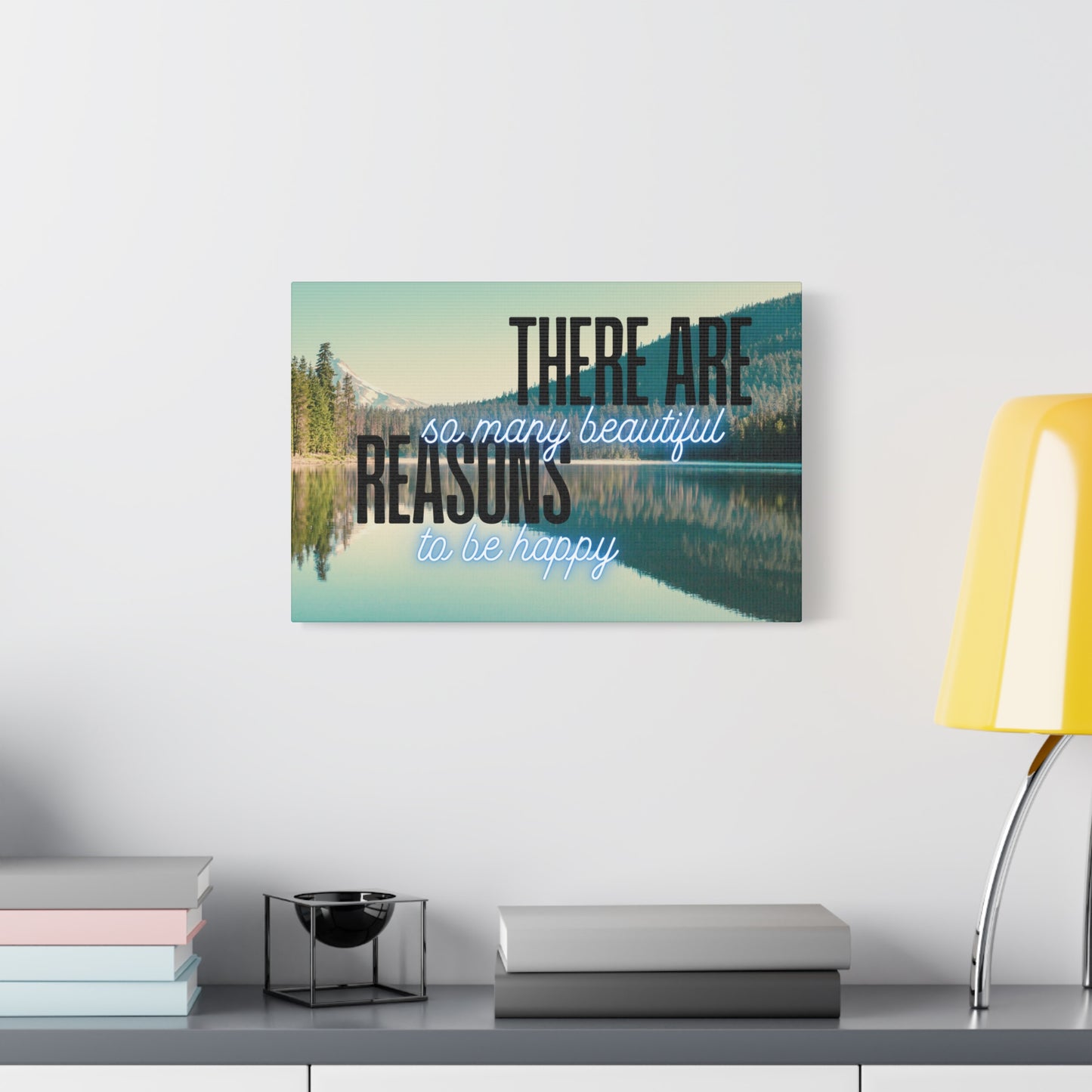 Positive Quote Wall Art – “There Are So Many Beautiful Reasons to Be Happy” – Uplifting Canvas Print for Living Room, Bedroom, or Office Decor