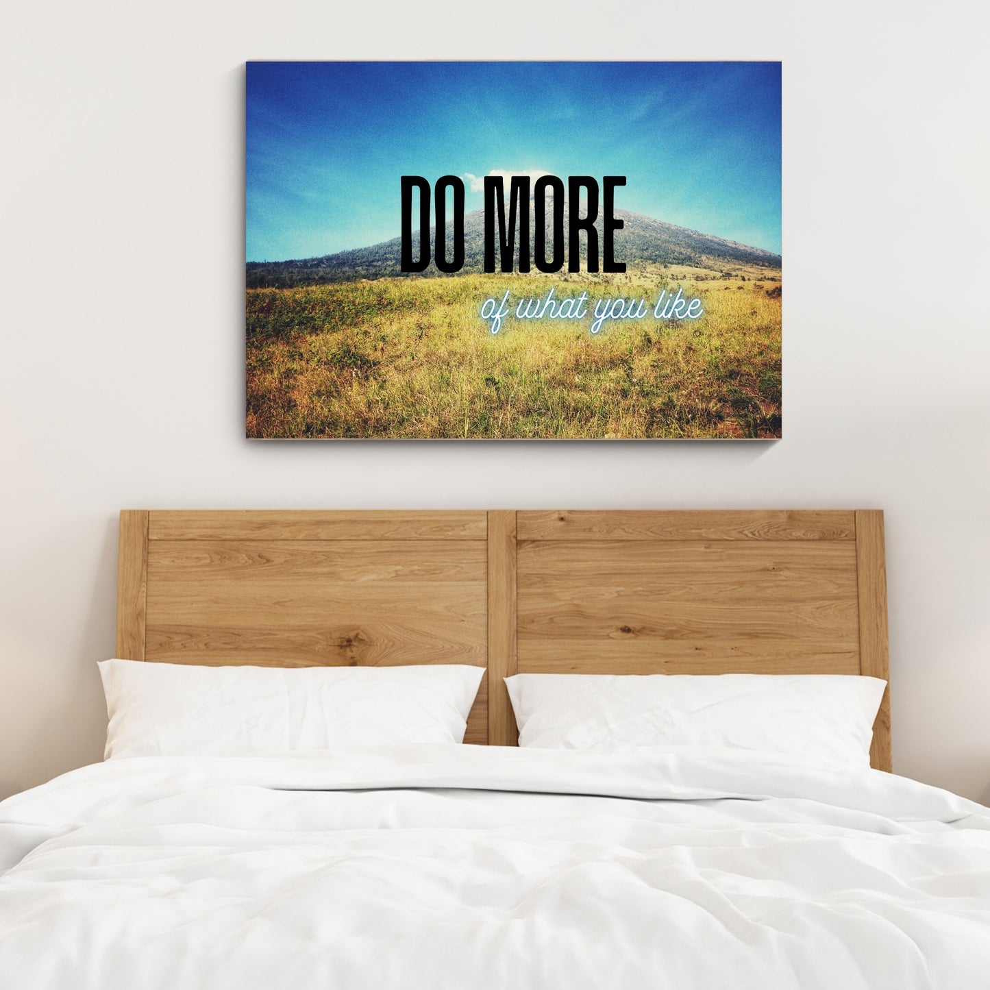 Inspirational Wall Art – Mountain Canvas Print with Quote 'Do More of What You Like' – Nature Decor for Home or Office
