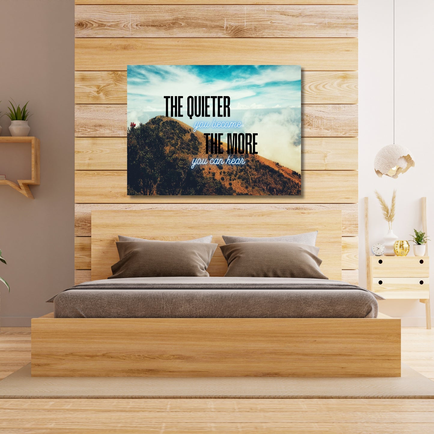 Mindfulness Wall Art – Inspirational Quote Print “The Quieter You Become, The More You Can Hear” – Zen Decor for Meditation, Office, or Yoga Room