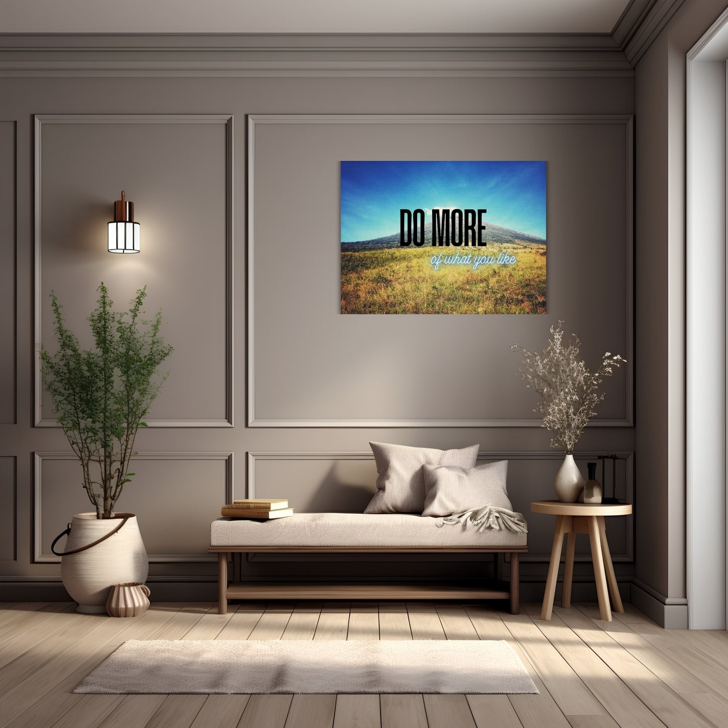 Inspirational Wall Art – Mountain Canvas Print with Quote 'Do More of What You Like' – Nature Decor for Home or Office
