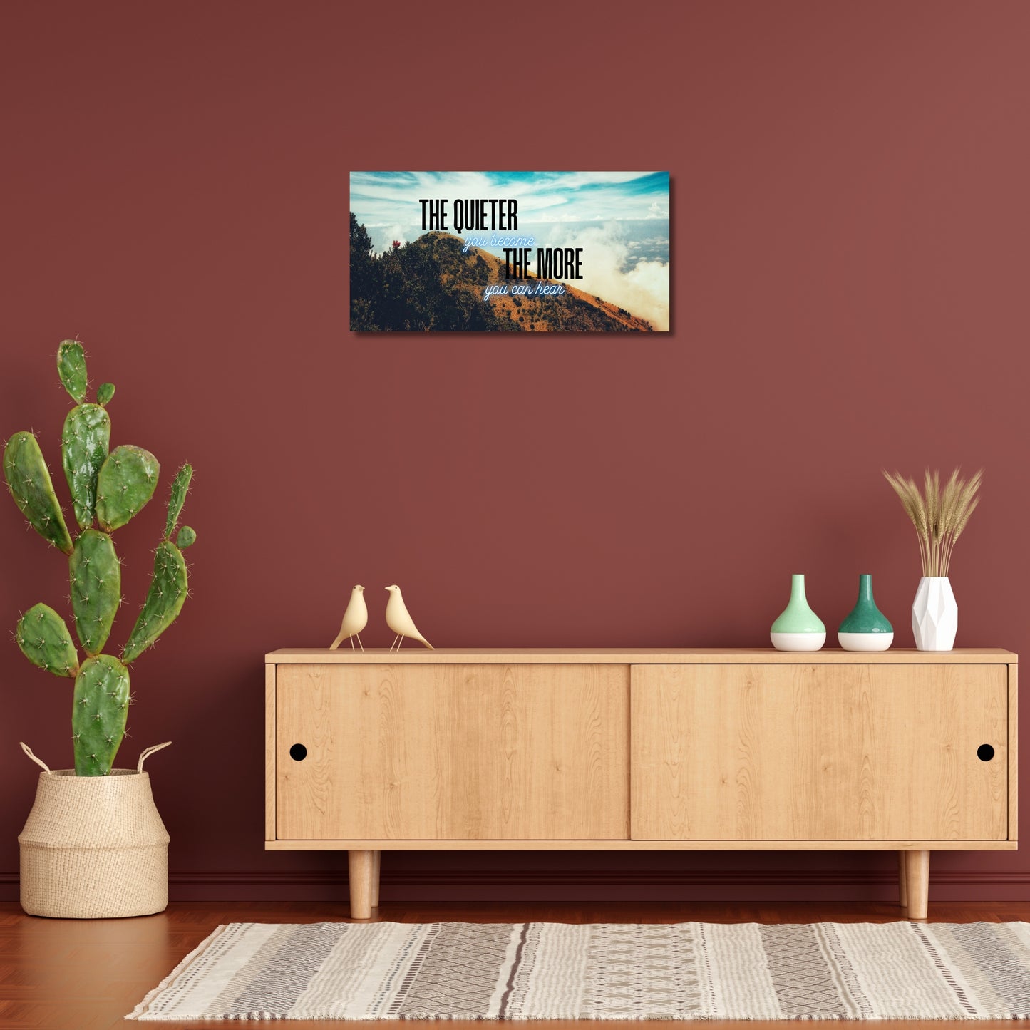 Mindfulness Wall Art – Inspirational Quote Print “The Quieter You Become, The More You Can Hear” – Zen Decor for Meditation, Office, or Yoga Room