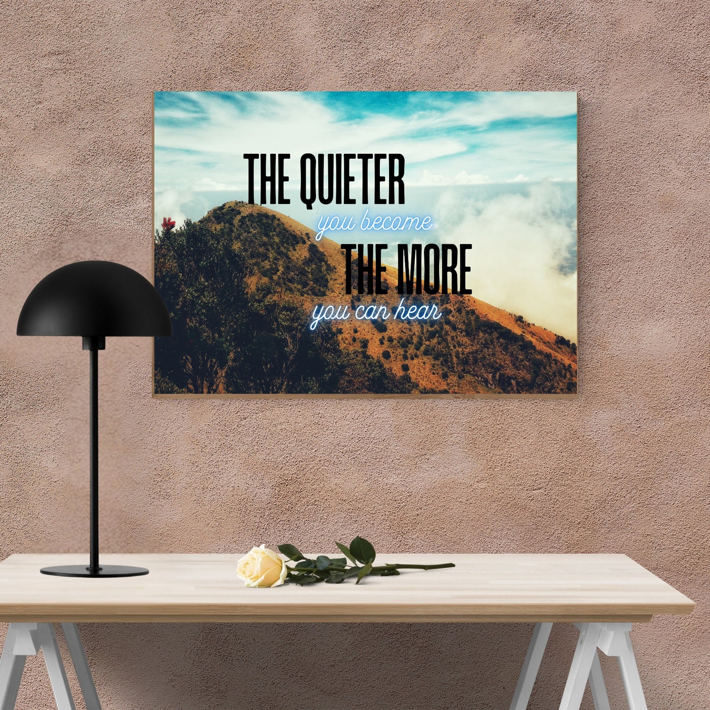 Mindfulness Wall Art – Inspirational Quote Print “The Quieter You Become, The More You Can Hear” – Zen Decor for Meditation, Office, or Yoga Room