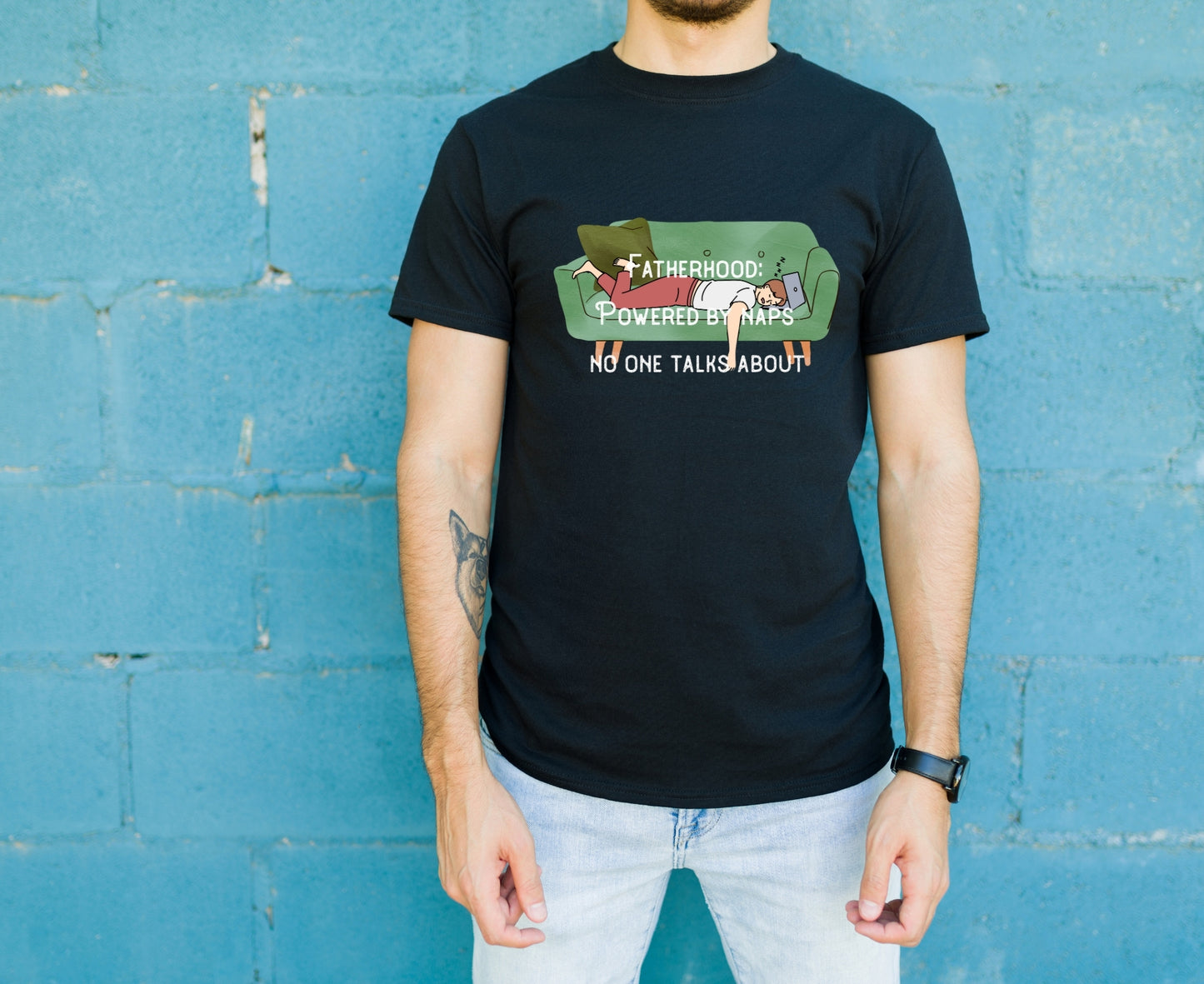 Funny Dad Moisture-Wicking T-Shirt – 'Fatherhood: Powered by Naps No One Talks About'" | Unisex Performance Tee