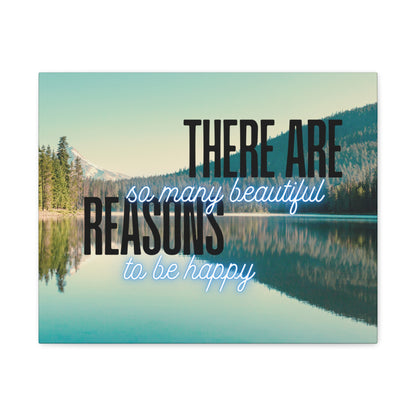 Positive Quote Wall Art – “There Are So Many Beautiful Reasons to Be Happy” – Uplifting Canvas Print for Living Room, Bedroom, or Office Decor