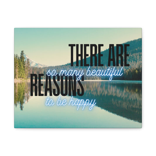 Positive Quote Wall Art – “There Are So Many Beautiful Reasons to Be Happy” – Uplifting Canvas Print for Living Room, Bedroom, or Office Decor