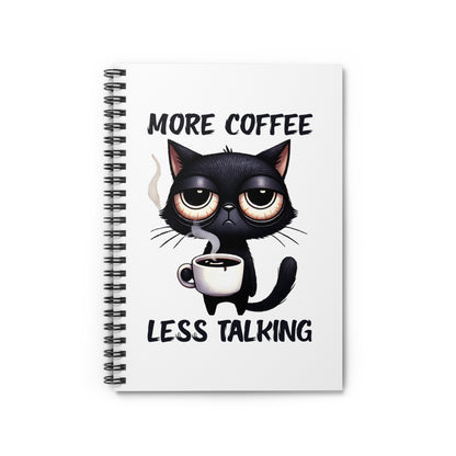 Coffee Cat Spiral Notebook – ‘More Coffee, Less Talking’ – Cute Cat Journal, Daily Planner, Gift for Cat Lovers, School Supplies, Stationery