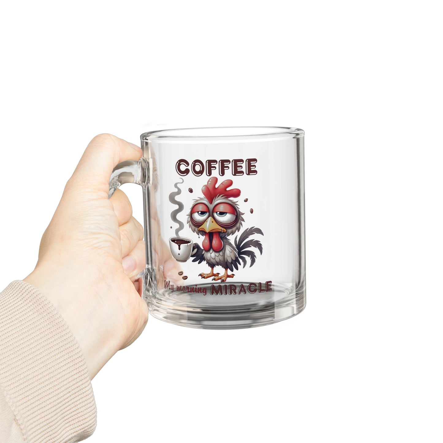 ☕ "My Morning Miracle" – Funny 10oz Glass Coffee Mug