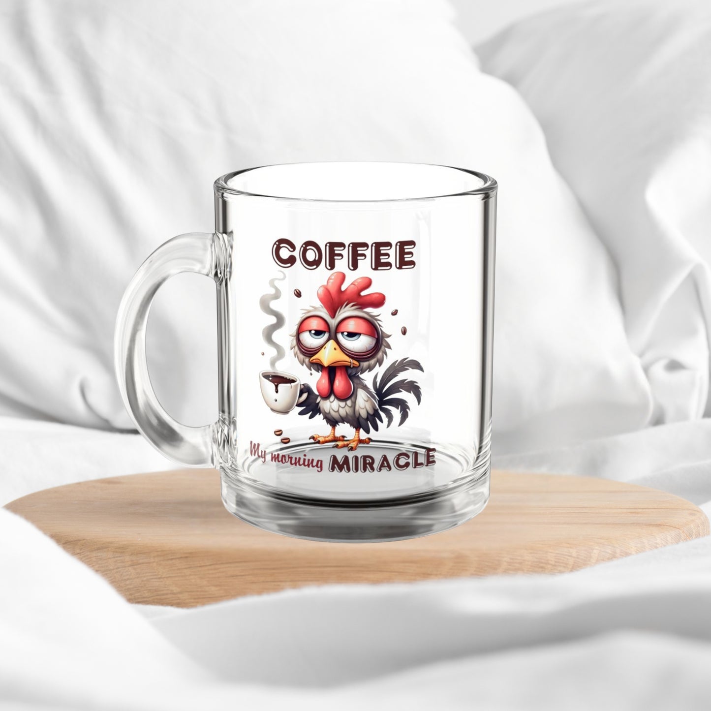 ☕ "My Morning Miracle" – Funny 10oz Glass Coffee Mug