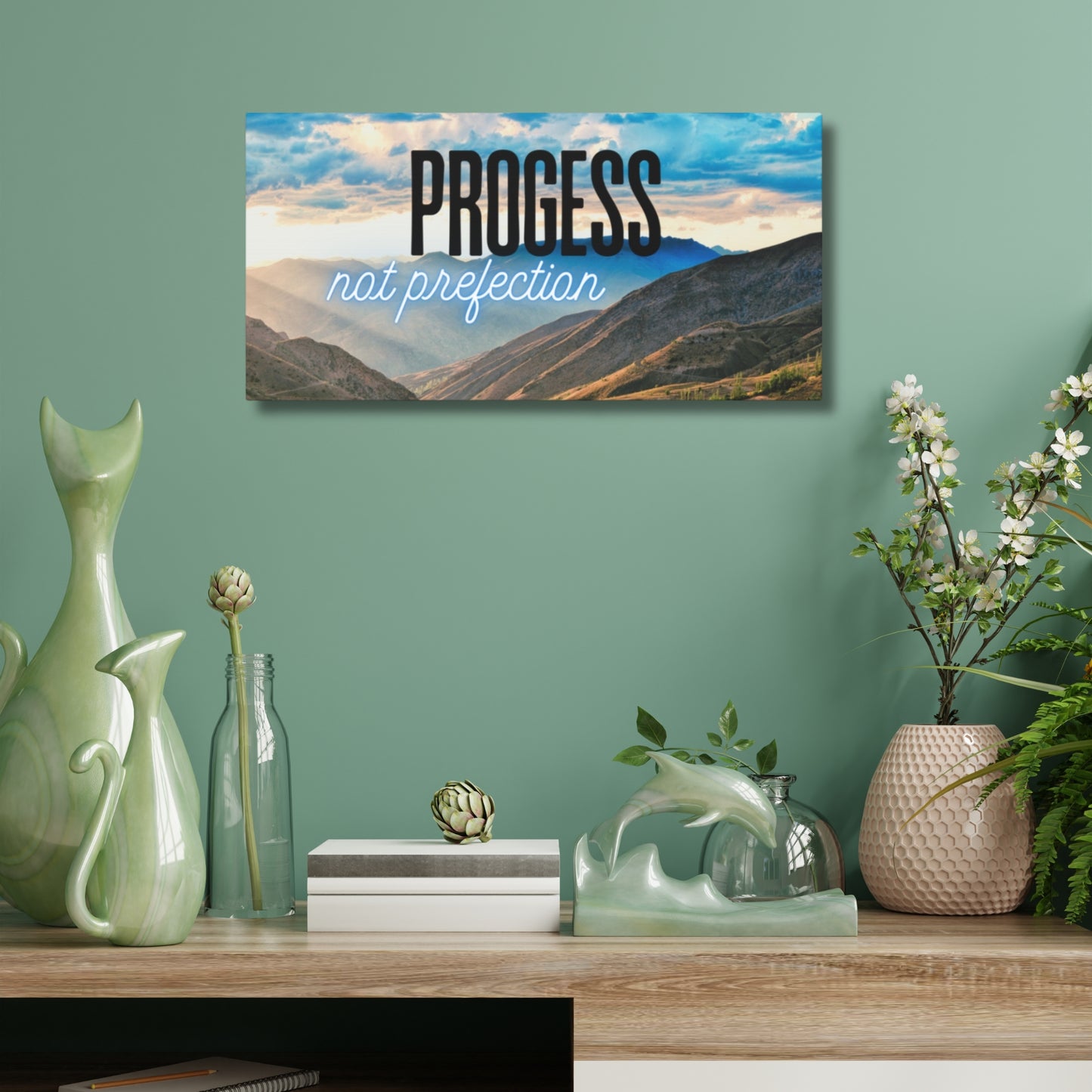 "Progress Not Perfection" – Motivational Wall Art Print – Inspirational Quote for Home, Office, or Studio Décor