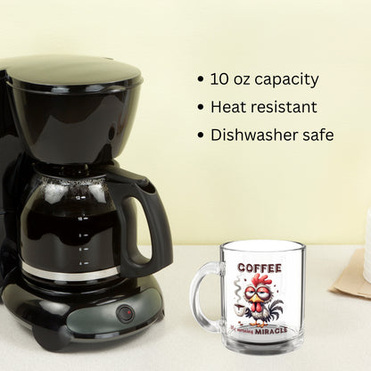 ☕ "My Morning Miracle" – Funny 10oz Glass Coffee Mug
