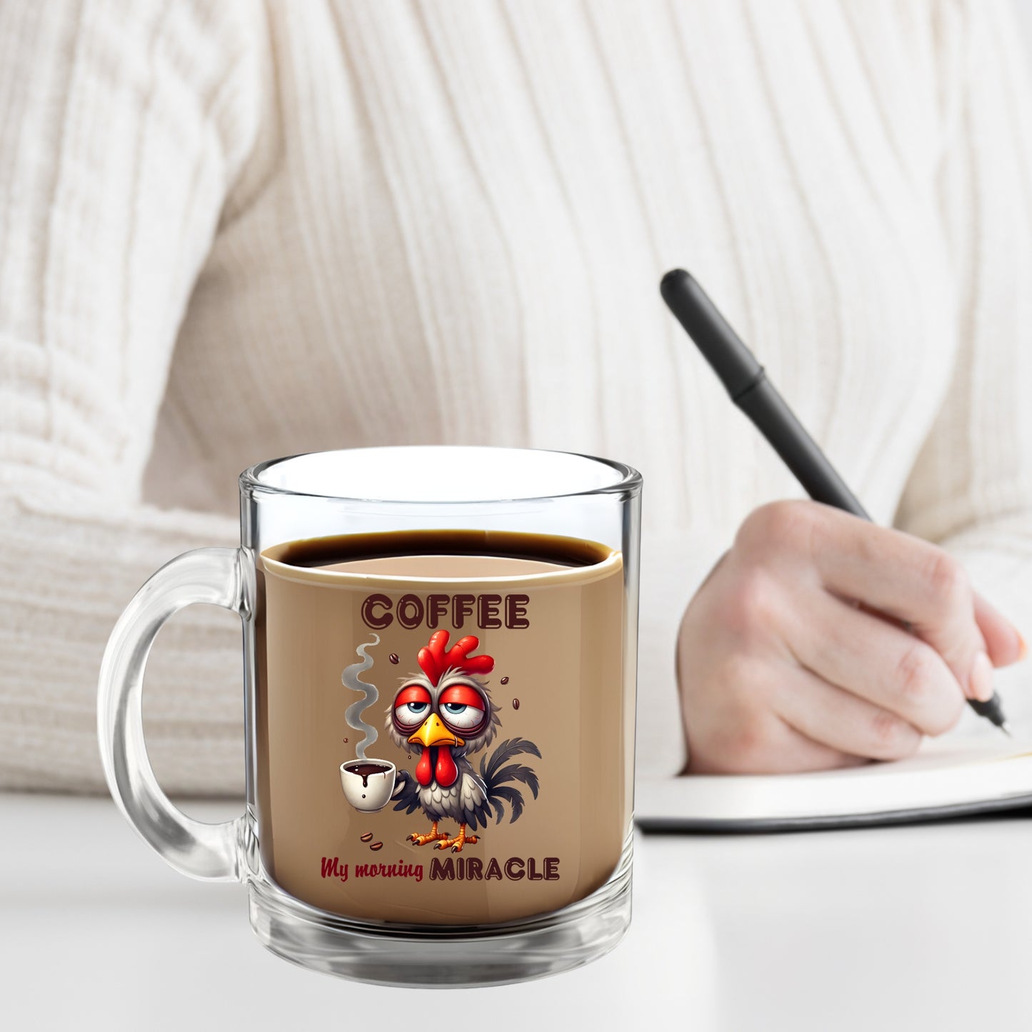 ☕ "My Morning Miracle" – Funny 10oz Glass Coffee Mug