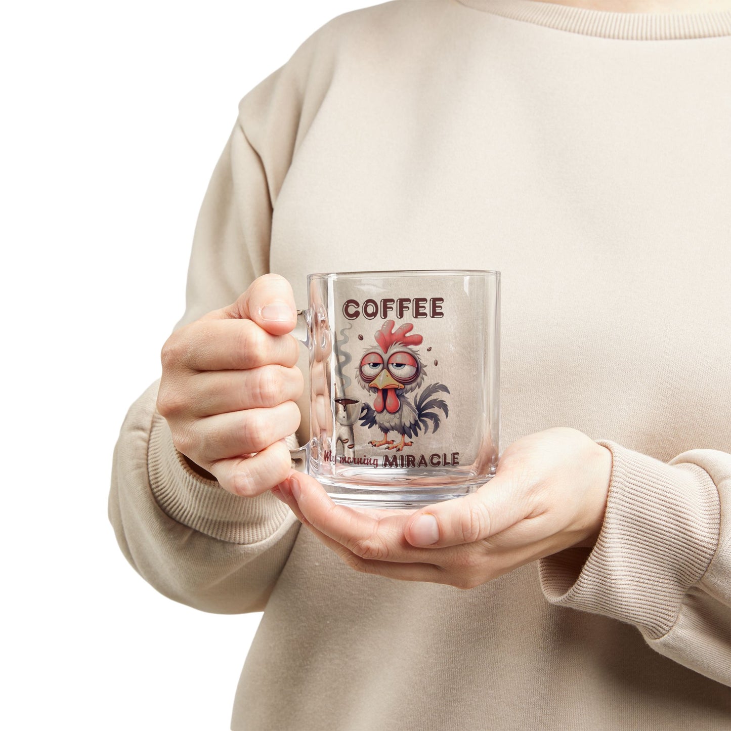 ☕ "My Morning Miracle" – Funny 10oz Glass Coffee Mug